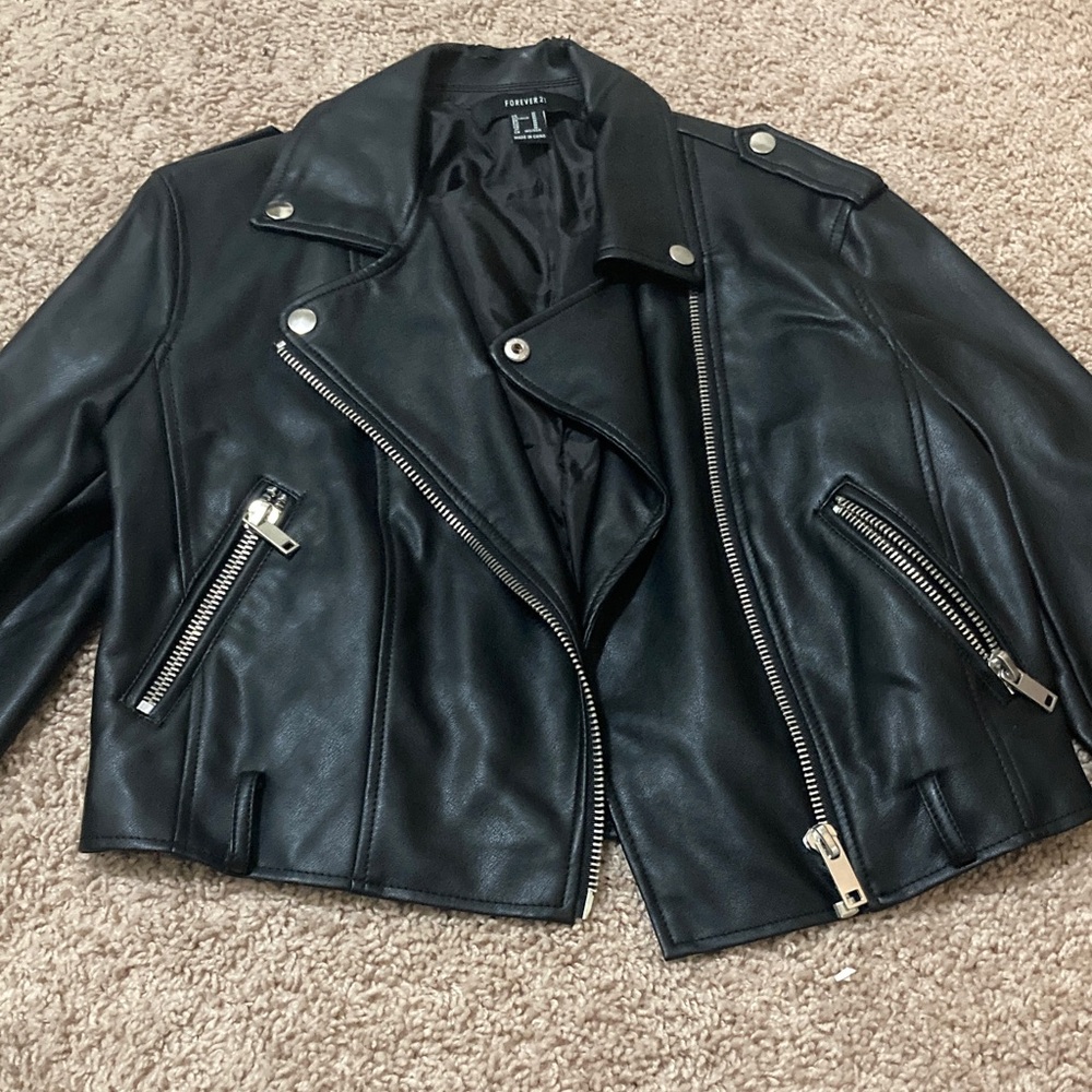Forever 21 Black Faux Leather Biker Jacket